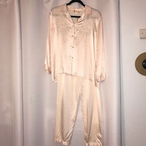 Nude/blush 100% silk pajamas